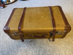 Vintage Hard Shell Suitcase w Norddeutscher Lloyd Bremen Label