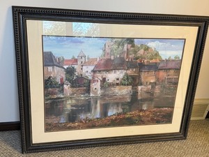 Roger Duvall Framed Village Landscape Print Sonoma Wood Frame