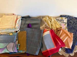 Vintage Womens Scarf Lot Assorted Prints Silk Blend Loredano Mixed