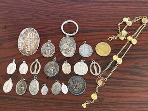 Mixed Catholic Medals Jewelry Lot St Anthony Miraculous St Benedict
