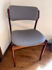 Vintage Mid-Century Modern Upholstered Wood Side Chair Danish Style