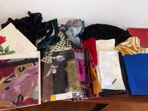 Vintage Scarf Lot Silk Wool Angora Designer Assorted Boxed Scarves