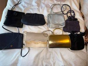 8 Pc Vintage Evening Handbag Lot Dior Beaded Satin Clutch Purse Mix