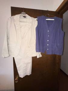 Rafaella White Skirt Suit Sz 10 & Cottonwear Purple Vest M Lot