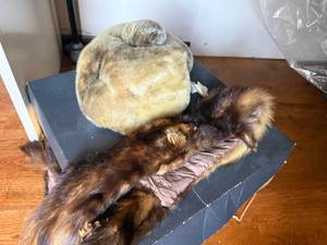 Vintage Fur Hat & Mink Stole Collar Lot w Dayton Box, Used