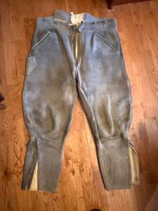 Vintage Leather Riding Breeches Jodhpurs Button Fly Zip Leg Pants