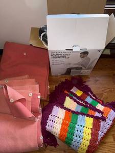 Sharper Image Heating Wrap Afghan Pink Blanket Textile Lot Used