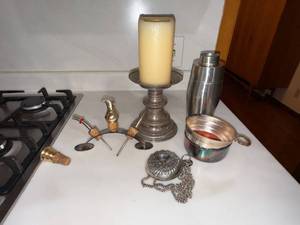 Vintage Barware & Silverplate Decor Lot Shaker Pourers Candle Holder