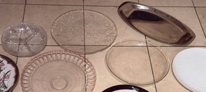 Assorted Vintage Serving Pieces Glass Plates Bowls Tray 7pc Lot