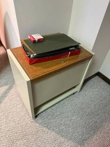 Locking Lateral File Cabinet Woodgrain Top Metal Office Storage