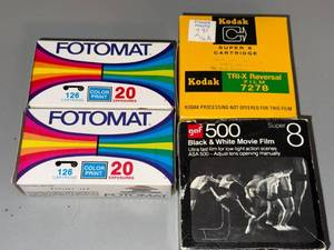Vintage Film Lot Fotomat 126 Kodak Tri-X 7278 GAF Super 8 Boxes