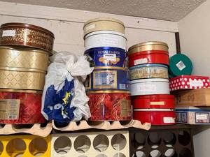 Large Mixed Lot Vintage Cookie Tins Holiday Biscuit Storage Containers