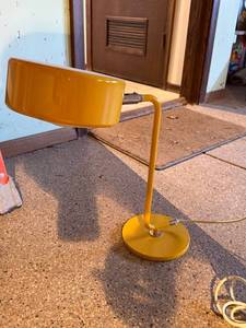 Vintage Yellow Metal Desk Lamp MCM 1970s Table Light Used