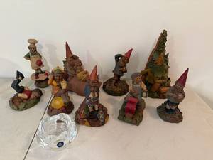 Tom Clark Gnome Figurines Lot w Royal Copenhagen Crystal Bowl