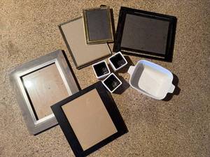 Mixed Decor Lot Frames Ceramic Planters Floral Baking Dish Used