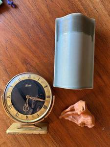 Vintage Hermle Brass Desk Clock Zodiac Dial Roman Numerals 8in