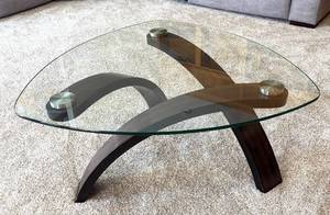lot 18R image: LR - Allure Pie-Shaped Glass Top Cocktail Table