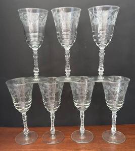 lot 49A image: DR - Vintage Libbey Halifax Rock Sharpe Stemware