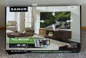 lot 63R image: UBR - New Sanus VLF628-B1 Full-Motion TV Wall Mount - Fits 46-90 in TVs, 150 lbs