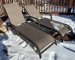 lot 71R image: O - Two Patio Lounge Chairs - Woven Mesh