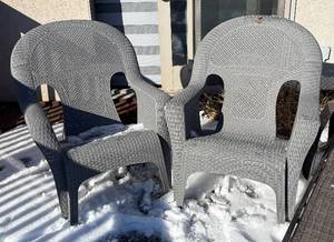 lot 72R image: O - Two Grey Resin Patio Chairs