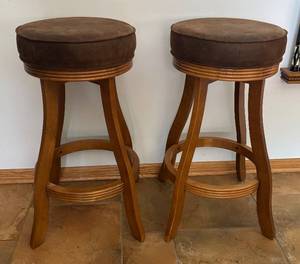 lot 76R image: LL - Wood Bar Stool Pair