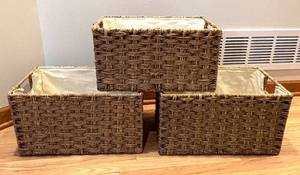 lot 116R image: MR - Trio of Woven Storage Bins