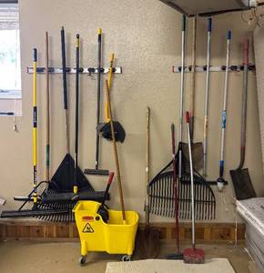 lot 143R image: G - Shovels, Rakes, Mop with Bucket and More