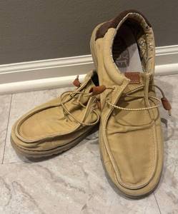 lot 155R image: MR - Hey Dude Shoes - Size 11 - Tan Casual Slip-On