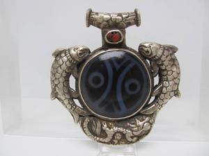 Large Heavily Decorated Oriental Pendant wKoi &amp Dragons