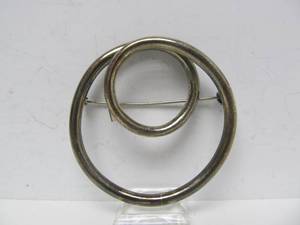 Larger Sterling Silver TAXCO Two-Circles Brooch&nbsp