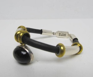 Taxco Sterling Silver Bracelet wBrass &amp Onyx