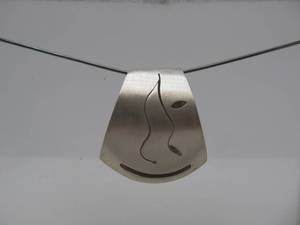 Excellent Pierced &amp Brushed Sterling Silver Pendant Necklace