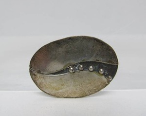 Vintage Sterling Silver Oval Modernist Brooch
