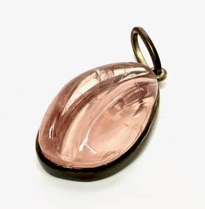 Beautiful signed Vintage .950 Silver &amp Carved Pink Tourmaline Forma Livre Pendant by Burle Marx