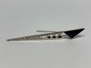 Large Modernist Black &amp Sterling Silver Brooch&nbsp