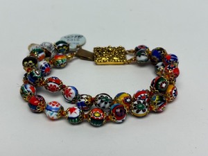 Beautiful NOS Vintage Murano Glass Double Strand Beaded Bracelet- New with Tags