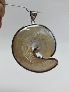 Large Sterling Silver &amp Iridescent Shell Pendant
