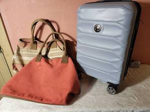 lot 135 image: Delsey Roller Suitcase with Canvas Totes