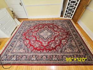 lot 10 image: Persian Kashan Style Red Medallion Area Rug 95 by 120 Inches