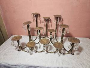 lot 75 image: Gold Patina Candelabra with Dangle Pendants