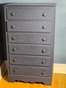 lot 98 image: Painted Six Drawer Chest in Blue Grey Finish