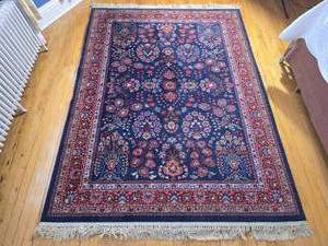 lot 38 image: Vintage Persian Style Wool Area Rug with Fringe