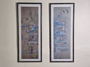 lot 200 image: Pair of Framed Asian Architectural Scene Prints