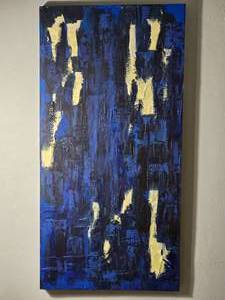 lot 206 image: Contemporary Blue Abstract Acrylic Painting on Canvas