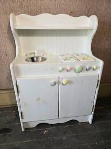 lot 209 image: Wooden Child Play Kitchen Cabinet with Sink