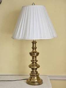 lot 79B image: Classic Brass Table Lamp with Pleated Shade - B