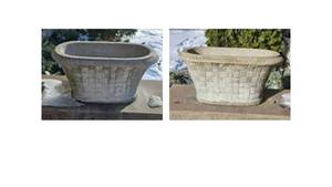 lot 104 image: Concrete Basket Weave Planter, pair  25