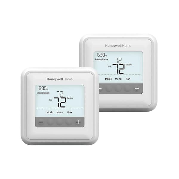 lot 191 image: Honeywell T4 PRO 2-Day Programmable Thermostat, 1Heat 1Cool - (2-Pack), Universal Mounting