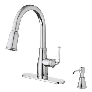 lot 25 image: Glacier Bay Kagan Chrome 15 in. H Pull Down Sprayer Kitchen Faucet with 360° Swivel Spout
